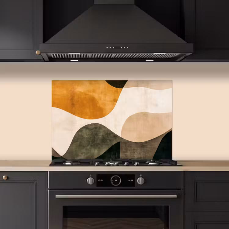 Kitchen splashback for hob - Shapes - Ochre yellow - Abstract — 5