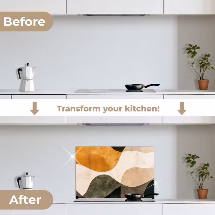 Kitchen splashback for hob - Shapes - Ochre yellow - Abstract — 7