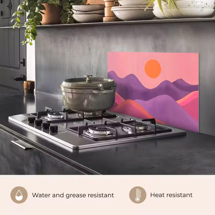 Kitchen splashback for hob - Sun - Hills - Purple - Abstract — 2