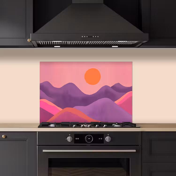 Kitchen splashback for hob - Sun - Hills - Purple - Abstract — 5