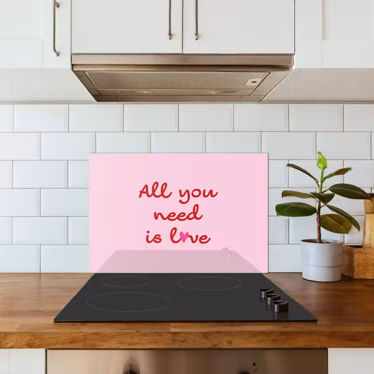 Kitchen splashback for hob - Text - Pink - Love - Heart — 3