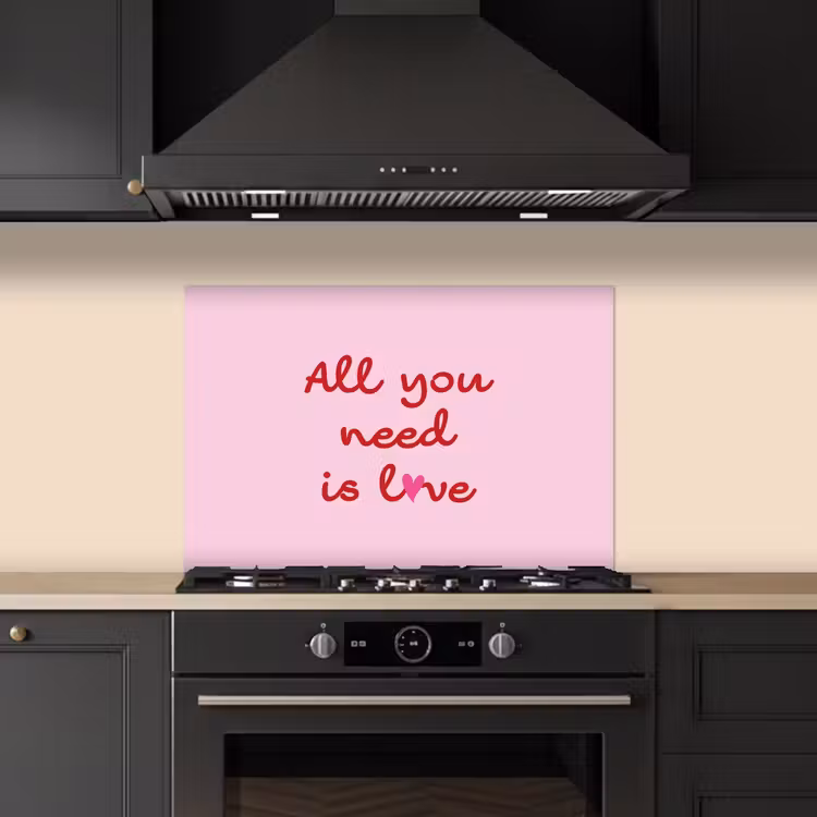 Kitchen splashback for hob - Text - Pink - Love - Heart — 5