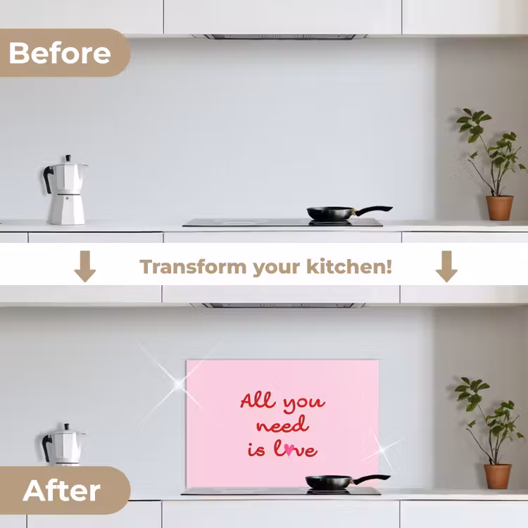 Kitchen splashback for hob - Text - Pink - Love - Heart — 7