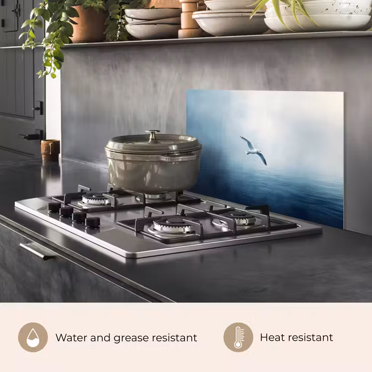Kitchen splashback for hob - Gull - White - Sea - Misty — 2