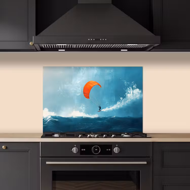 Kitchen splashback for hob - Kitesurfer - Orange - Sea - Sky — 5