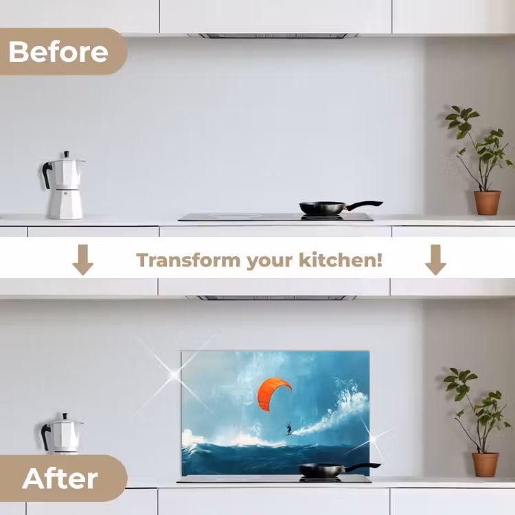 Kitchen splashback for hob - Kitesurfer - Orange - Sea - Sky — 7