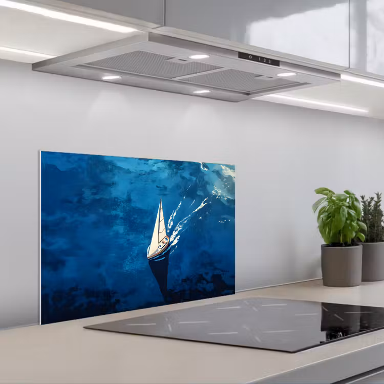 Kitchen splashback for hob - Sailboat - Water - Abstract - Shadow — 1