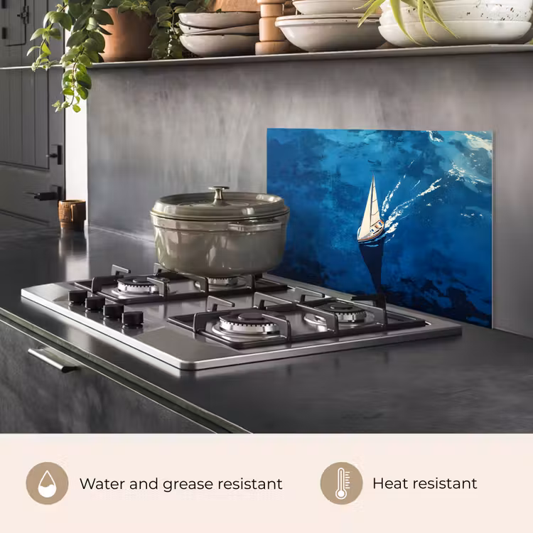 Kitchen splashback for hob - Sailboat - Water - Abstract - Shadow — 2