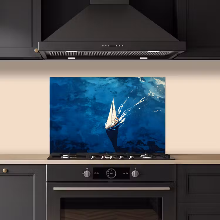 Kitchen splashback for hob - Sailboat - Water - Abstract - Shadow — 5