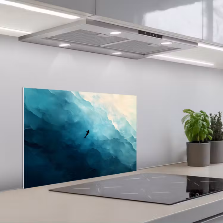 Kitchen splashback for hob - Sea - Silhouette - Abstract - Blue — 1
