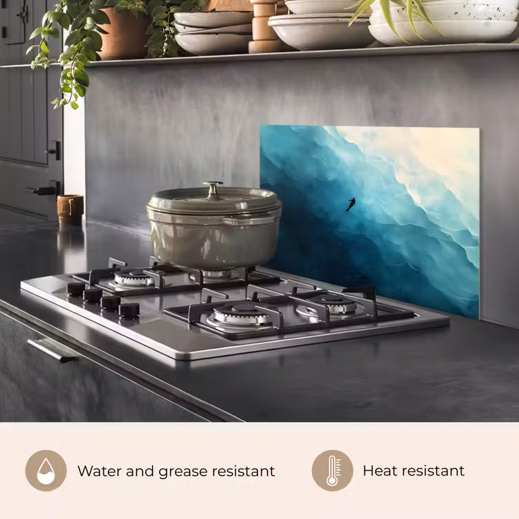 Kitchen splashback for hob - Sea - Silhouette - Abstract - Blue — 2