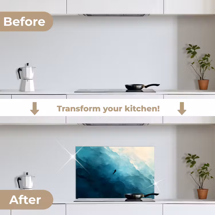 Kitchen splashback for hob - Sea - Silhouette - Abstract - Blue — 7