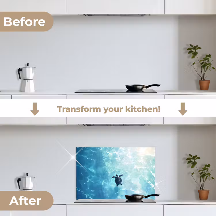 Kitchen splashback for hob - Turtle - Sea - Blue - Glare — 7