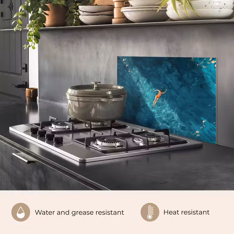 Kitchen splashback for hob - Woman - Water - Bikini - Orange — 2