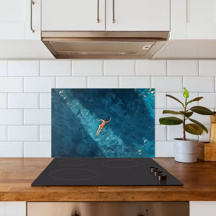 Kitchen splashback for hob - Woman - Water - Bikini - Orange — 3