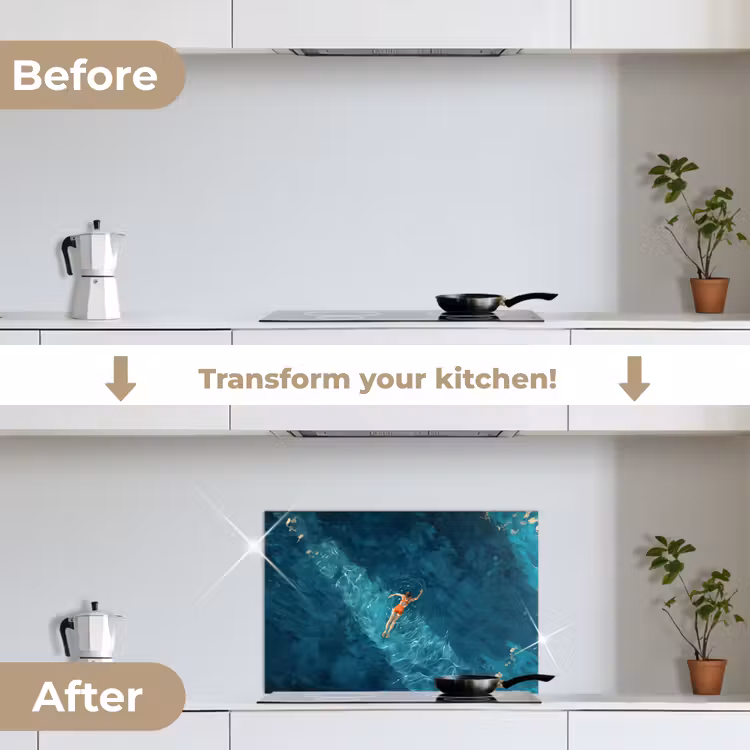 Kitchen splashback for hob - Woman - Water - Bikini - Orange — 7