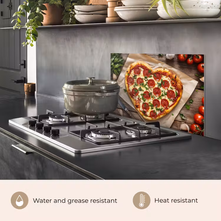 Kitchen splashback for hob - Pizza - Heart - Pepperoni - Tomato — 2