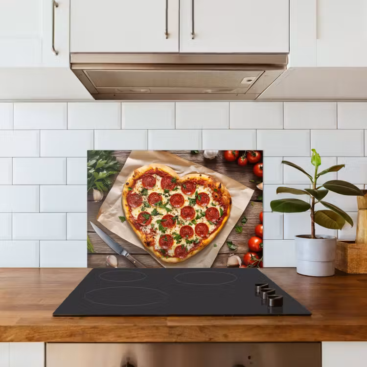 Kitchen splashback for hob - Pizza - Heart - Pepperoni - Tomato — 3