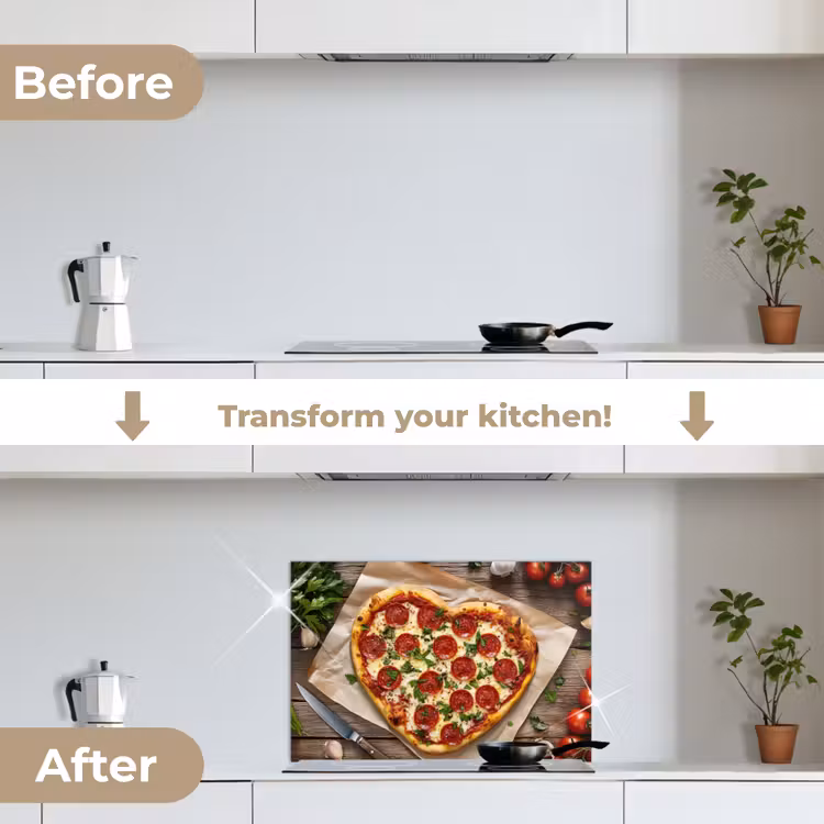 Kitchen splashback for hob - Pizza - Heart - Pepperoni - Tomato — 7