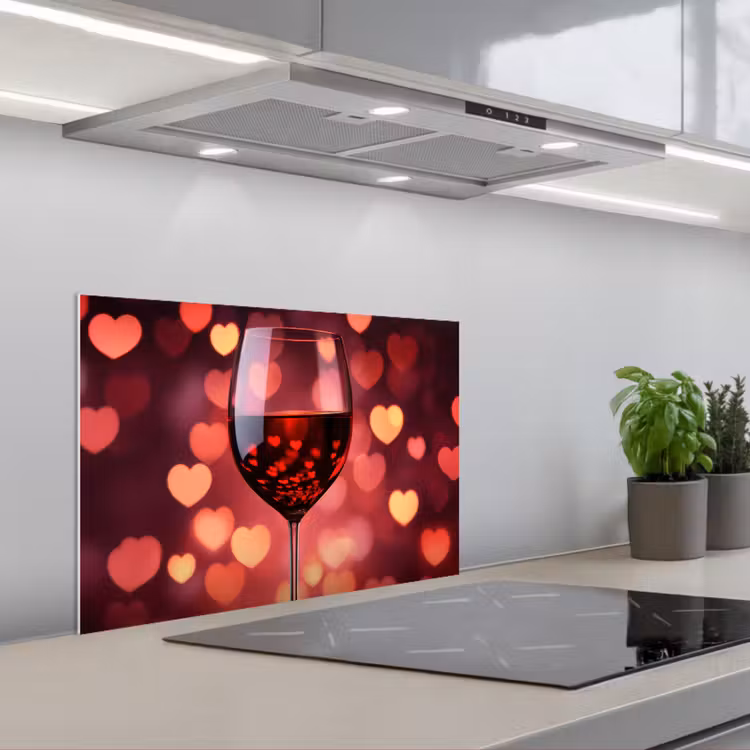 Kitchen splashback for hob - Red - Wine - Hearts — 1