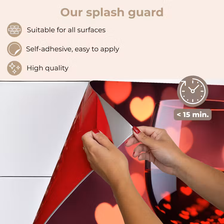 Kitchen splashback for hob - Red - Wine - Hearts — 4