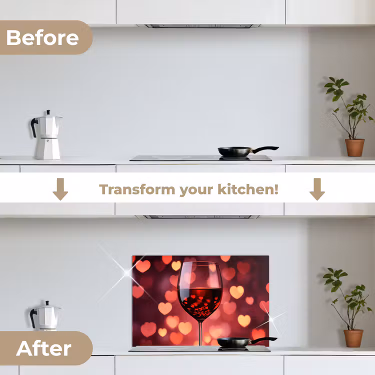 Kitchen splashback for hob - Red - Wine - Hearts — 7