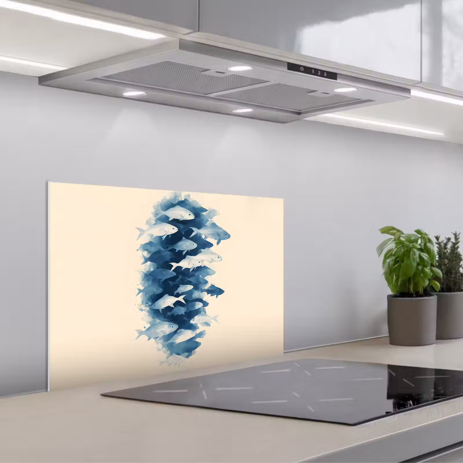 Kitchen splashback for hob - Pisces - Minimalist - Blue — 1