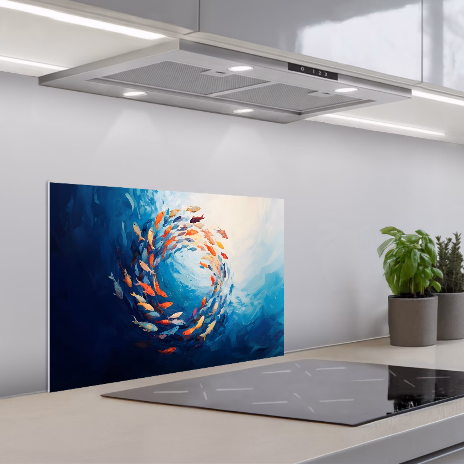 Kitchen splashback for hob - Sea - Fish - Colorful - Dynamic — 1