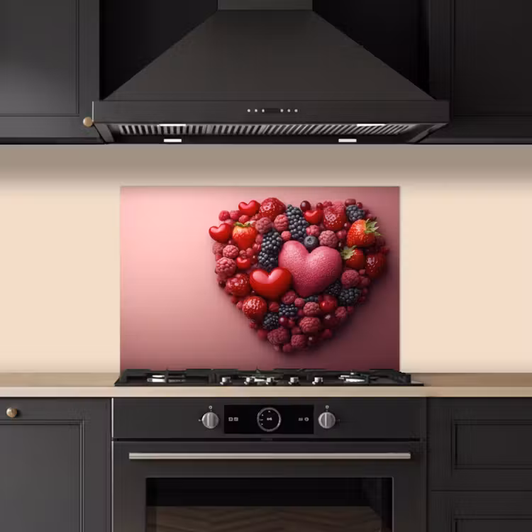 Kitchen splashback for hob - Fruit - Hearts - Strawberries - Raspberries - Blueberries — 5