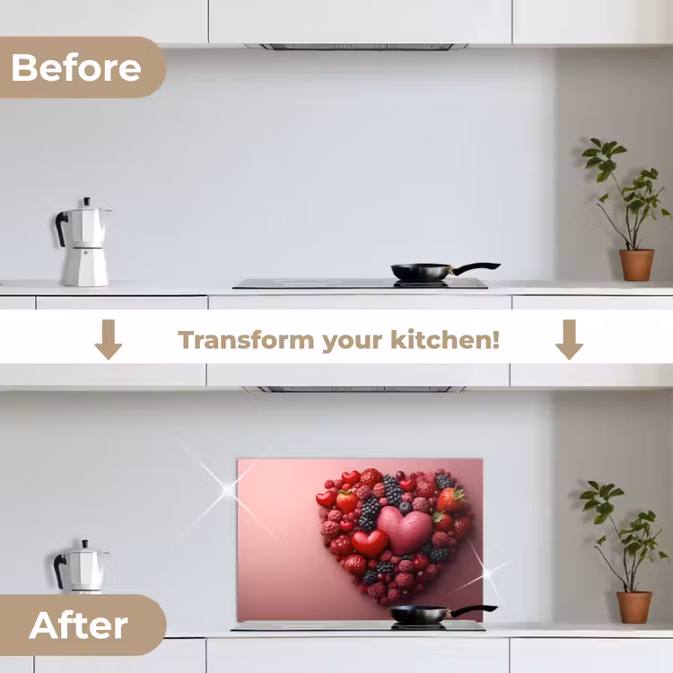 Kitchen splashback for hob - Fruit - Hearts - Strawberries - Raspberries - Blueberries — 7