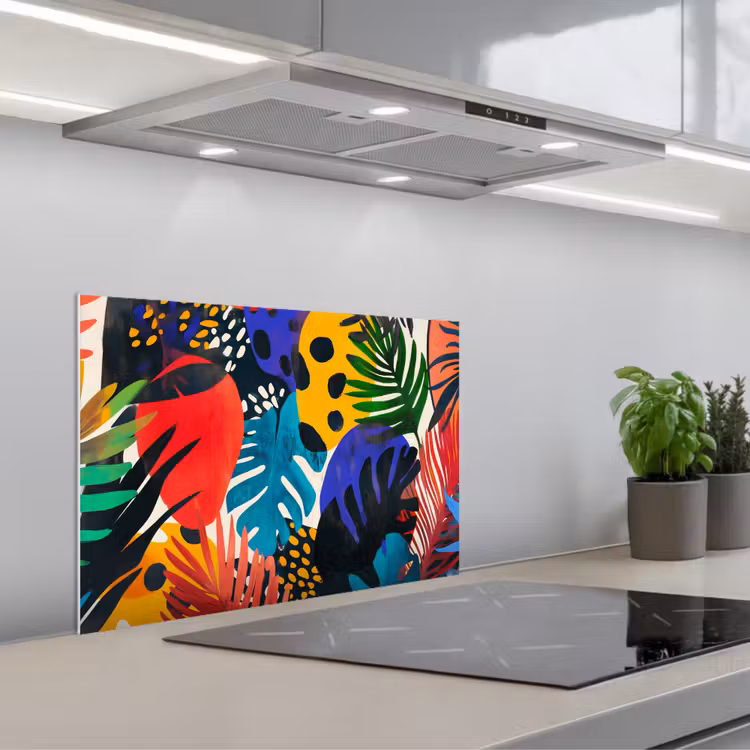 Kitchen splashback for hob - Leaves - Shapes - Abstract - Colorful — 1