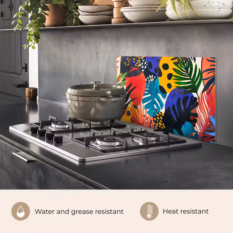 Kitchen splashback for hob - Leaves - Shapes - Abstract - Colorful — 2