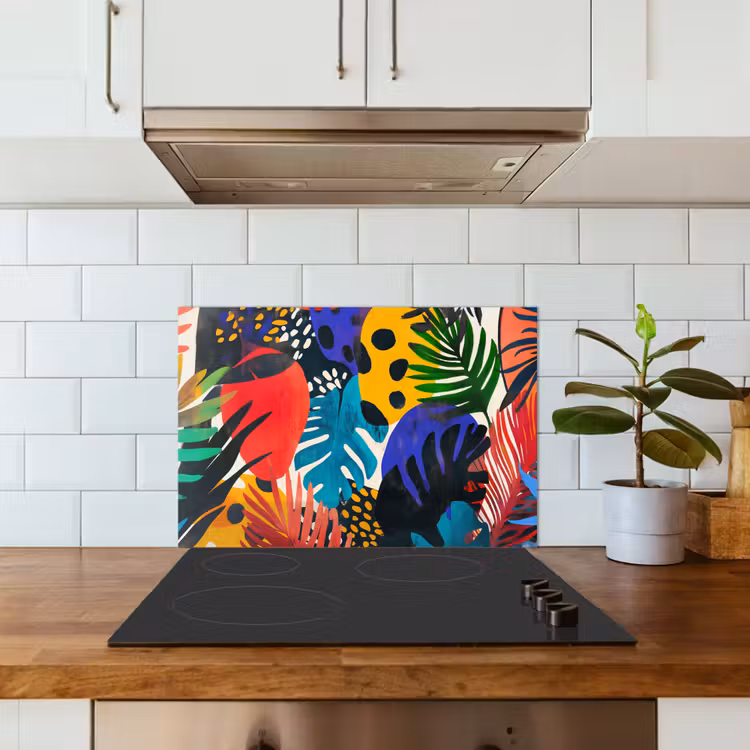 Kitchen splashback for hob - Leaves - Shapes - Abstract - Colorful — 3