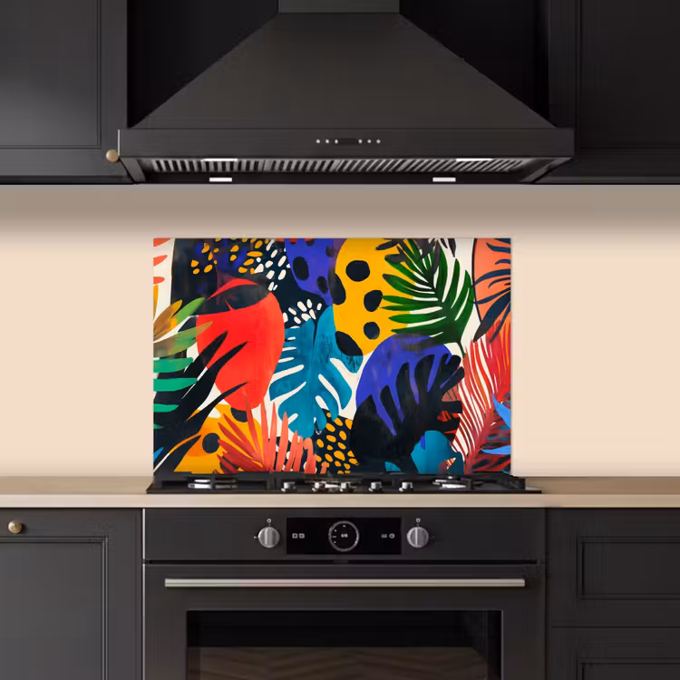 Kitchen splashback for hob - Leaves - Shapes - Abstract - Colorful — 5