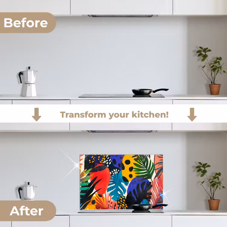 Kitchen splashback for hob - Leaves - Shapes - Abstract - Colorful — 7