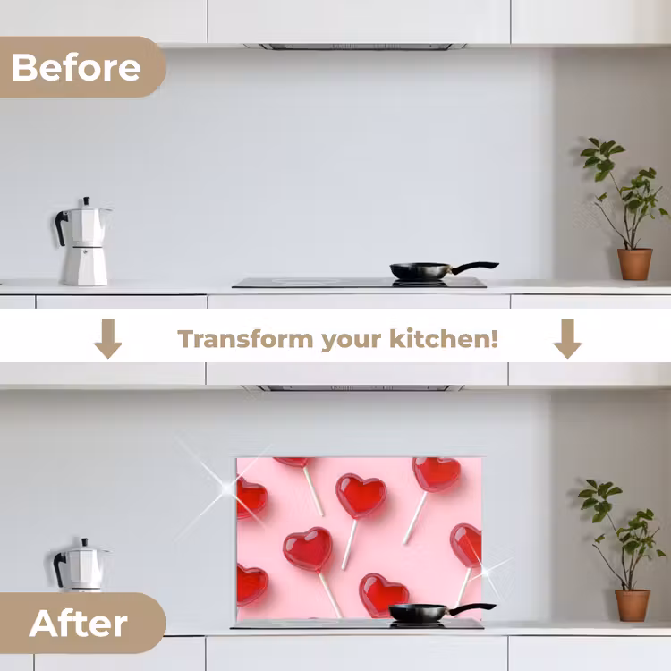 Kitchen splashback for hob - Lollipops - Hearts - Pink — 7