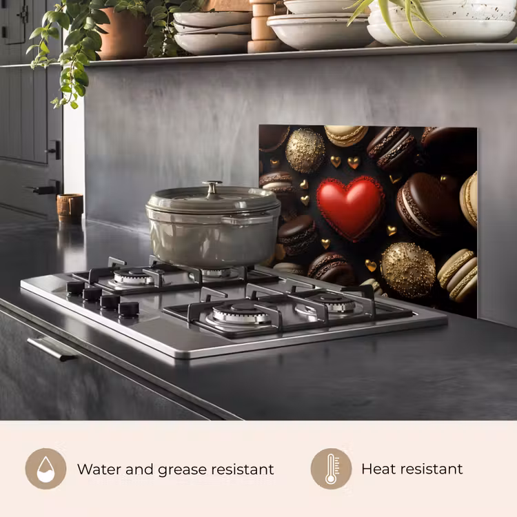 Kitchen splashback for hob - Macaroons - Red - Heart — 2