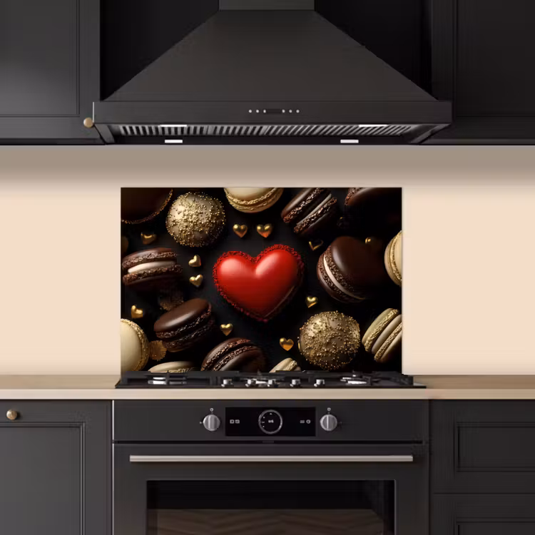 Kitchen splashback for hob - Macaroons - Red - Heart — 5