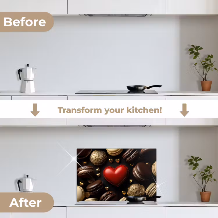 Kitchen splashback for hob - Macaroons - Red - Heart — 7