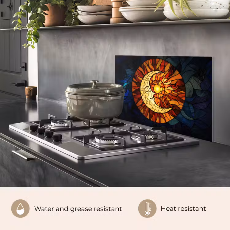 Kitchen splashback for hob - Mosaic - Glass - Moon - Dark blue — 2