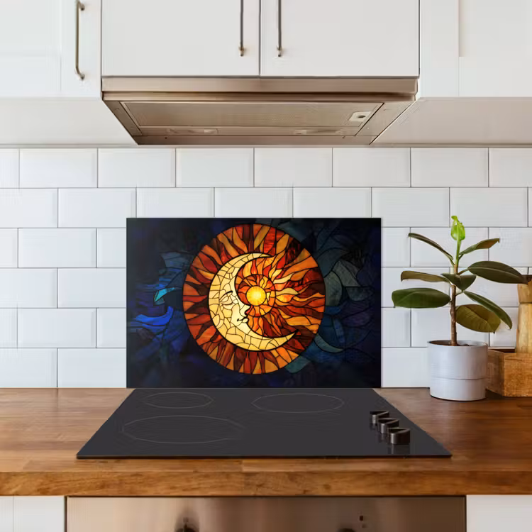Kitchen splashback for hob - Mosaic - Glass - Moon - Dark blue — 3