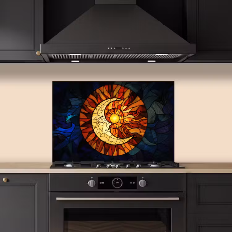 Kitchen splashback for hob - Mosaic - Glass - Moon - Dark blue — 5