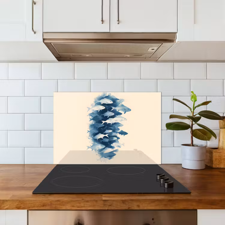 Kitchen splashback for hob - Pisces - Minimalist - Blue — 3