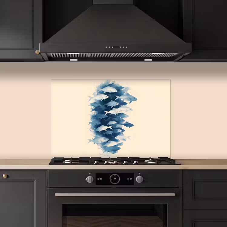 Kitchen splashback for hob - Pisces - Minimalist - Blue — 5