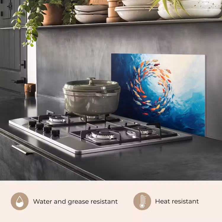 Kitchen splashback for hob - Sea - Fish - Colorful - Dynamic — 2