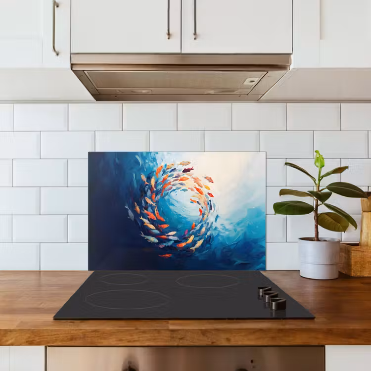 Kitchen splashback for hob - Sea - Fish - Colorful - Dynamic — 3