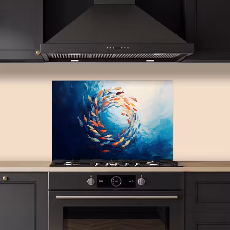 Kitchen splashback for hob - Sea - Fish - Colorful - Dynamic — 5