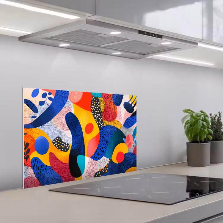 Kitchen splashback for hob - Shapes - Abstract - Dots - Blue — 1