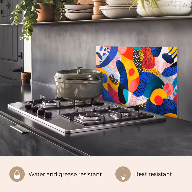 Kitchen splashback for hob - Shapes - Abstract - Dots - Blue — 2
