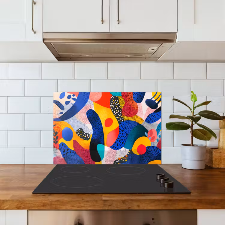 Kitchen splashback for hob - Shapes - Abstract - Dots - Blue — 3